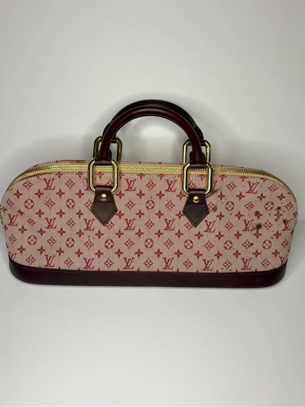 Louis Vuitton Pink Monogram Canvas Mini Top Handle Bag with Burgundy Trim